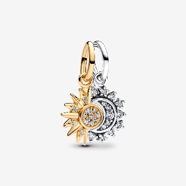 Pandora® Sterling silver sun and moon dangle with 14k gold plating (splitable)