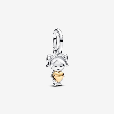 Pandora® Sterling silver and 14k gold plated girl dangle.