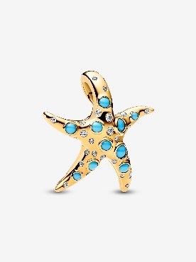 Pandora® sterling silver starfish 14k gold plated dangle.