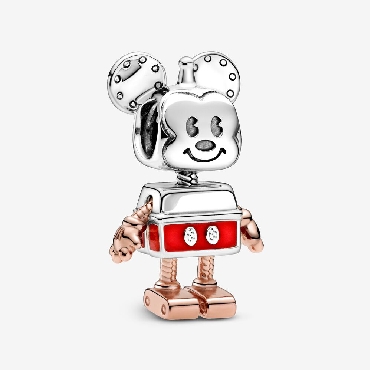 Pandora® Disney mickey robot sterling silver and Pandora Rose charm with red enamel