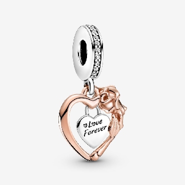 Pandora® Rose heart sterling silver dangle