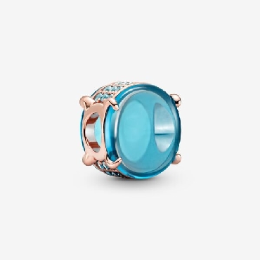 Pandora® Rose Charm with icy blue and water blue