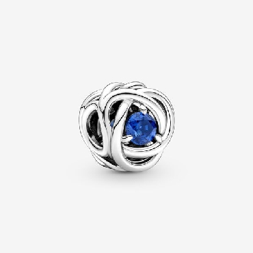 Pandora® September birthstone charm with princess blue crystal.