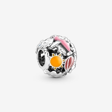 Pandora® sterling silver fly away rainbow sky and travel charm.