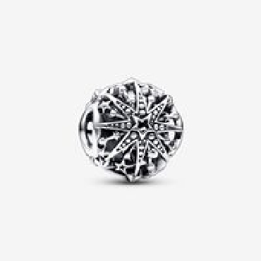 Pandora® sterling silver snowflake charm.