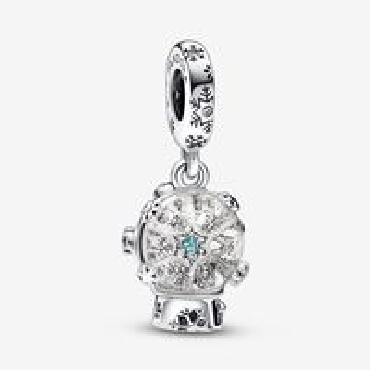 Pandora® sterling silver snowglobe dangle.