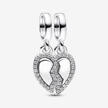 Pandora® sterling silver splitable friendship heart dangle