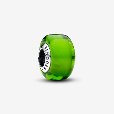 Pandora® Sterling silver charm with green Murano glass.