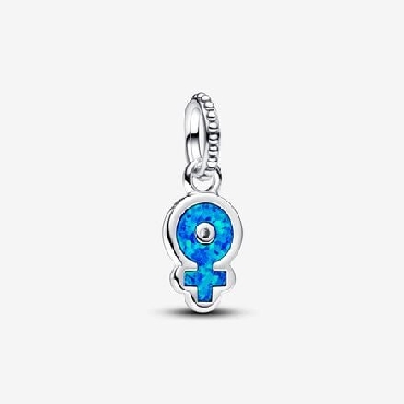 Pandora® Sterling silver Powerful women dangle with blue lab created opal