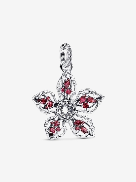 Pandora sterling silver Project red Demogorgon dangle with red and clear cubic zirconia.