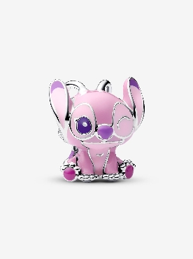 Pandora charm. Disney Angel in sterling silver with purple and pink enamel