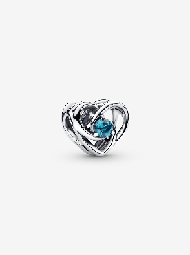 Pandora® Sterling silver heart charm with london blue crystal.