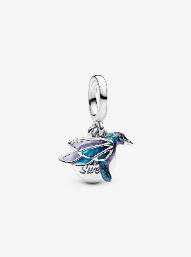 Pandora® Sterling silver Hummingbird double dangle with enamel.