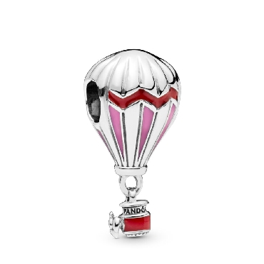 Pandora® Hot Air Balloon charm with pink and red enamel.