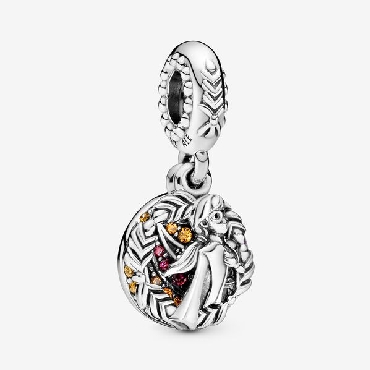 Pandora® Disney Frozen Anna Fearless by Nature Sterling silver dangle with honey orange red cubic zirconia and royal purple crystal
