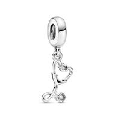 Pandora® stethoscope sterling silver dangle with clear cubic zirconia