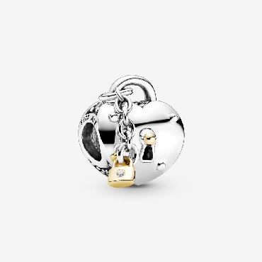 Pandora® sterling silver and 14k gold heart padlock charm