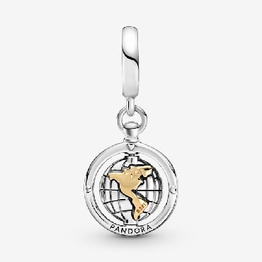 Pandora® spinning world sterling silver and 14k gold dangle