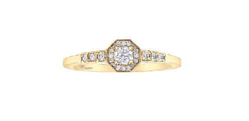 10k yellow gold Canadian diamond ring 1 CDMLR343996 013ct 6 fancy cut diamonds 007ct 8 fancy cut diamonds 003ct 8 fancy cut diamonds 002ct Cert164