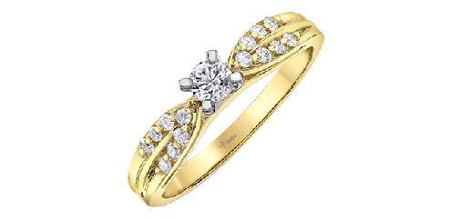 10k yellow/white gold Canadian diamond ring.1 Canadian Diamond #MLR816889 0.167ct14 Fancy Cut Diamonds  0.14ctCanadian Certified Gold.Cert# 333