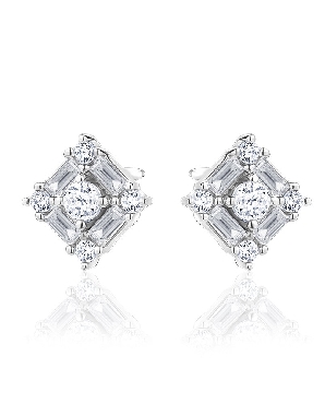 Sterling silver earrings with cubic zirconia and rhodium plating