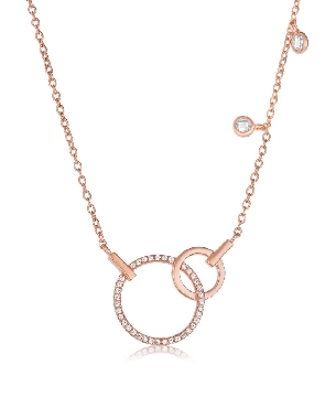 925 necklace with white CZ; rose gold plate; 0.5 micron.
