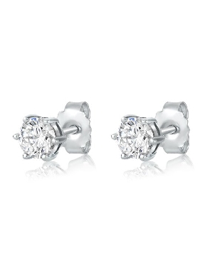 Sterling silver earrings with white CZ and rhodium plating