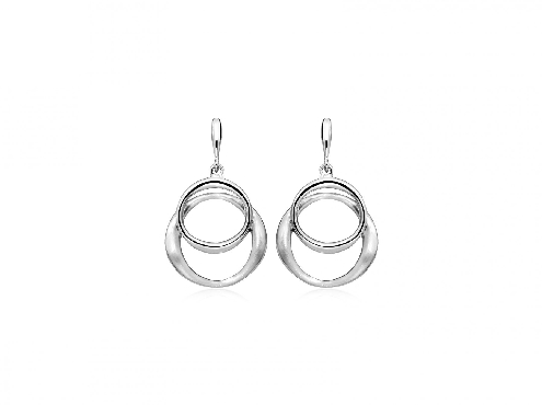Sterling silver earring polished and satin finishing with rhodium plating