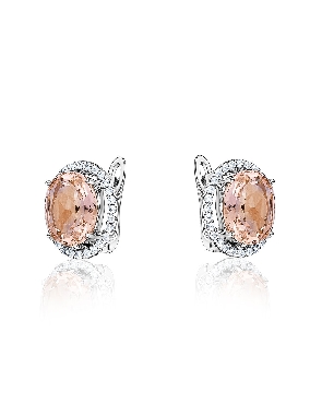 sterling silver english lock earrings with white cubic zirconia and rose gold rhodium plating