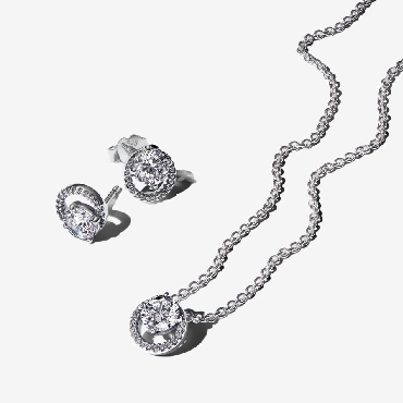 Pandora® Sparkling Round Cut Necklace and earrings giftset