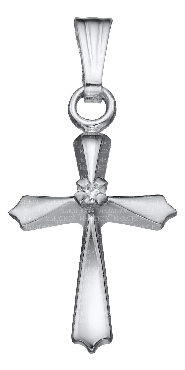 Sterling silver cross with diamond.