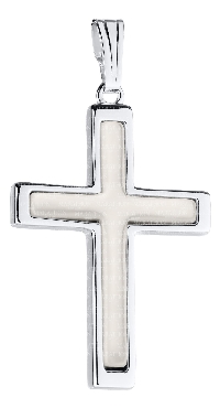 Sterling silver mop cross with plain edge