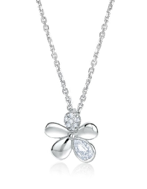 Sterling silver pendant with white CZ and rhodium plating
