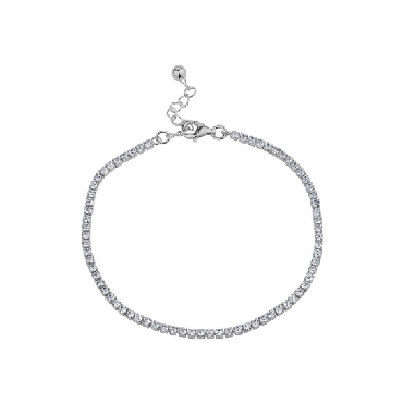 Sterling silver 2mm cz tennis anklet 9  +2