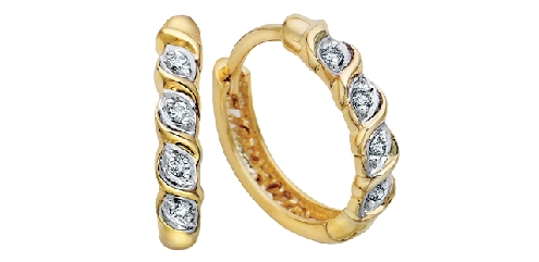 10k yellow gold diamond hoops 8 Fancy Cut Diamonds 008ct Canadian Certified Gold