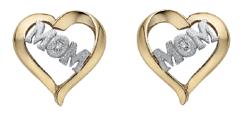 10K yellow gold diamond Mom earrings 2 diamonds 01 carat Canadian Certified Gold