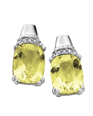 Citrus Quartz and Diamond Earrings