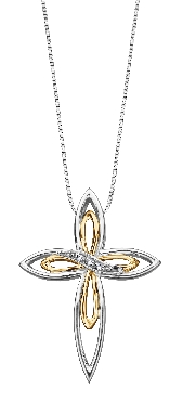10K  Yellow Gold and Silver Cross Pendant
3 diamonds: .015ct