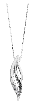 Sterling Silver; Black & White Diamond Pendant.
4 black diamonds .04ct
6 white diamonds: .023ct