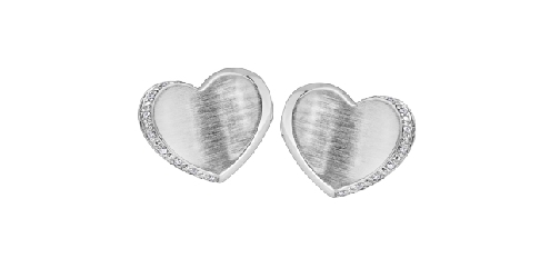 Sterling Silver Diamond Heart Earrings 14 fancy cut diamonds 07 carat