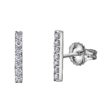 10K white gold diamond bar earrings 007 carat total diamond weight Canadian Certified Gold