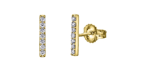10K yellow gold diamond bar earrings 14 fancy cut diamonds 014 carat total weight Canadian Certified Gold