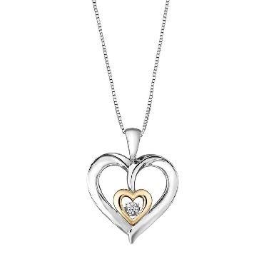 Sterling Silver 10K Yellow Gold Diamond Pendant Pulse® Bring Love to Life