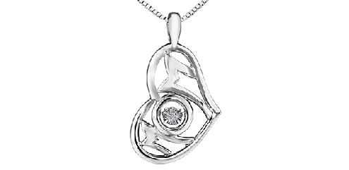 Sterling silver; diamond   MOM   Pulse pendant and chain
1 fancy cut diamond: .02 carat