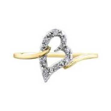10 yellow and white gold diamond heart ring;
8 fancy cut diamonds: .08 total carat weight
Canadian Certified Gold