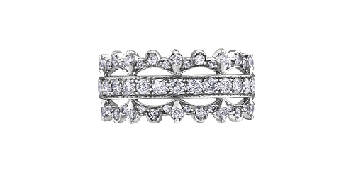 10k white gold diamond band.

13 Fancy Cut Diamonds 0.44ct
10 Fancy Cut Diamonds 0.15ct
8 Fancy Cut Diamonds 0.08ct
16 Fancy Cut Diamonds 0.08ct

Canadian Certified Gold.