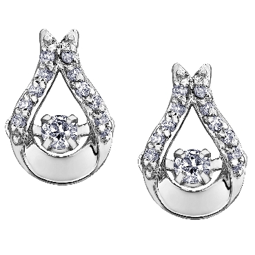 10K white gold diamond Pulse Bring Love to Life earrings 2 fancy cut diamonds 08 carat 20 fancy cut diamonds 06 carat Canadian Certified Gold