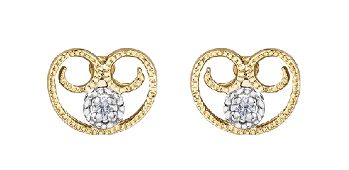 10k yellow gold diamond earrings 2 fancy cut diamonds 002ct
