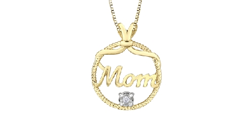10k yellow and white gold diamond MOM pendant 1 Fancy Cut Diamond 002ct Canadian Certified Gold