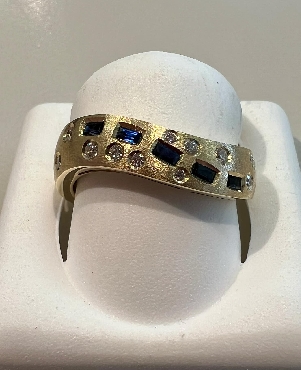 14k yellow gold fancy diamond ring.